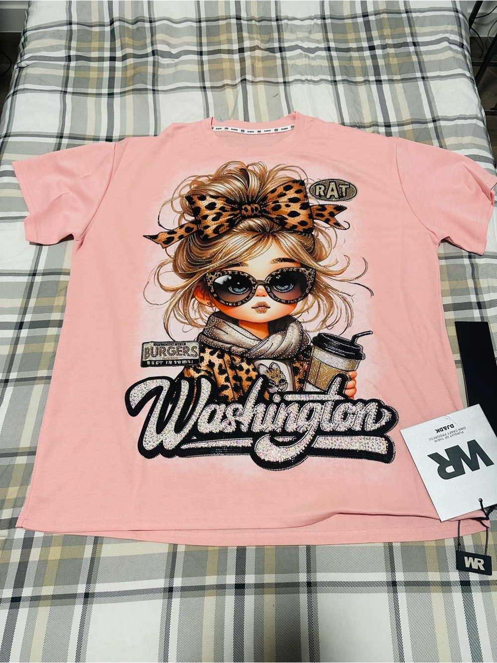 Pink Graphic Kids Tee with Washington Print